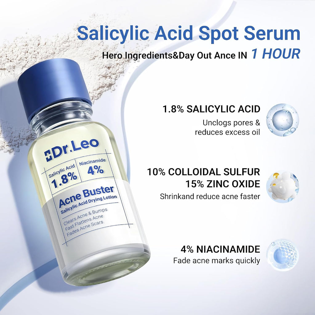 Powerful 1.8% Salicylic Acid Acne Spot Treatment - Fast-Acting Drying Lotion, 0.34 Oz